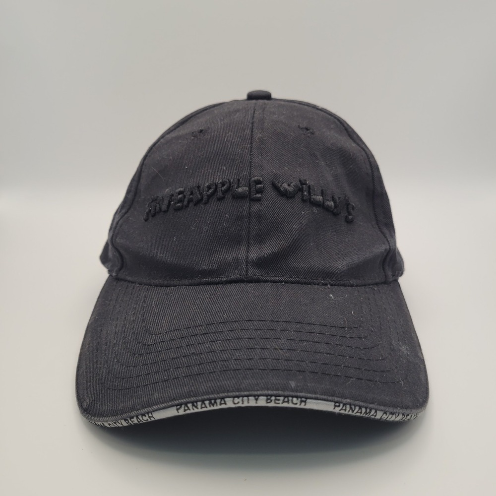 Pineapple Willy's Panama City Beach Hat Black Adjustable S/M Dad Cap Embroidered